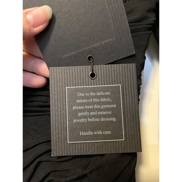 Ieena For Mac Duggal Size 2 Black Long Sleeve Ruched Gown With Draped Bodice - Picture 6 of 8